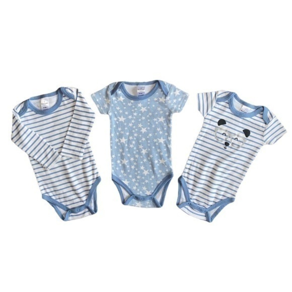 The Peanutshell Blue and White Onesies Size 0-3M Lot of 3